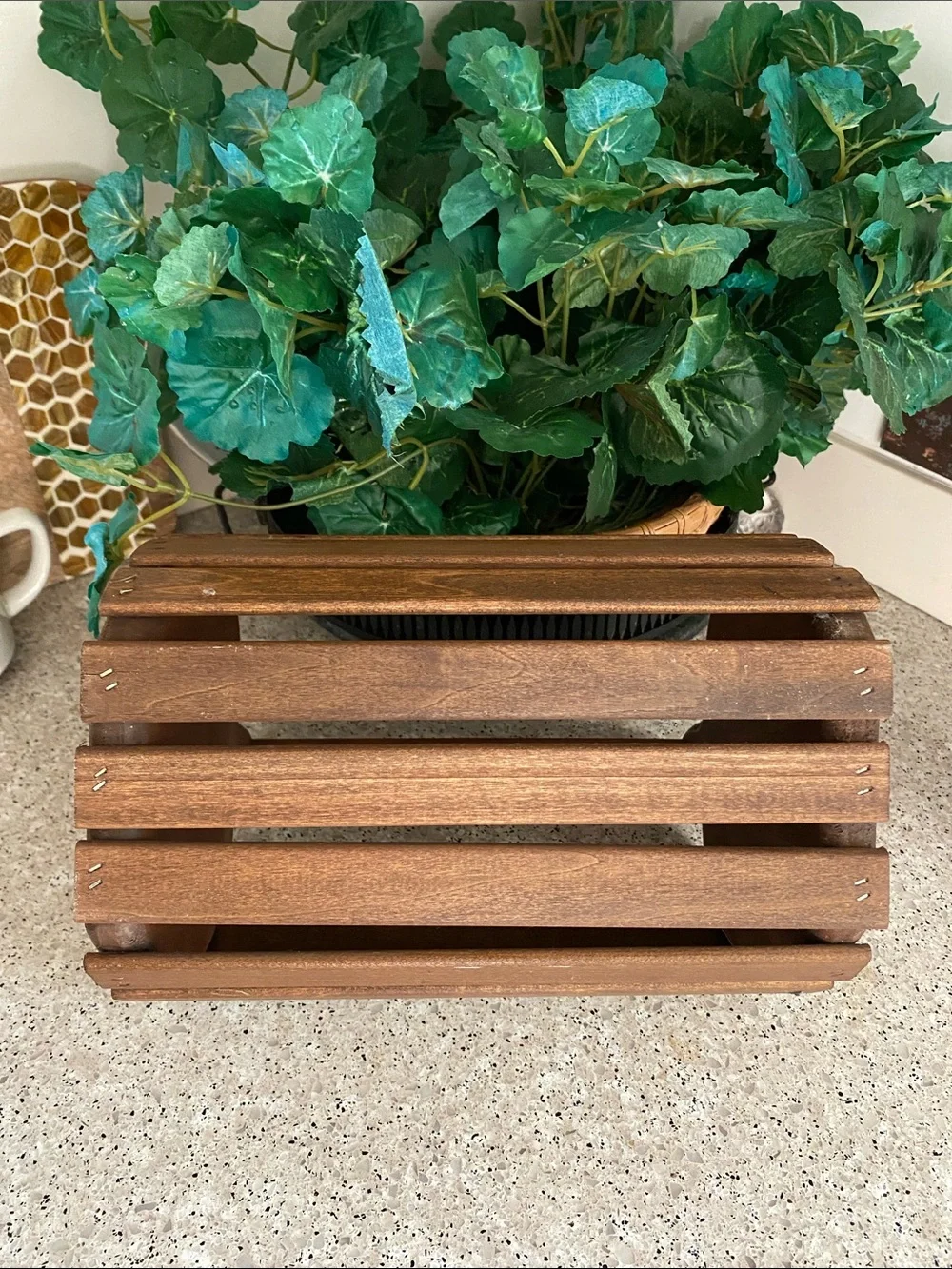 Vintage Slatted Wooden “Apple” Basket w/Handle